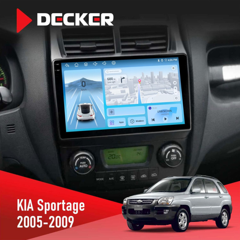 Штатна магнітола KIA Sportage 2005-2009 Decker D9-010 6x128, DSP, 4G, 2K