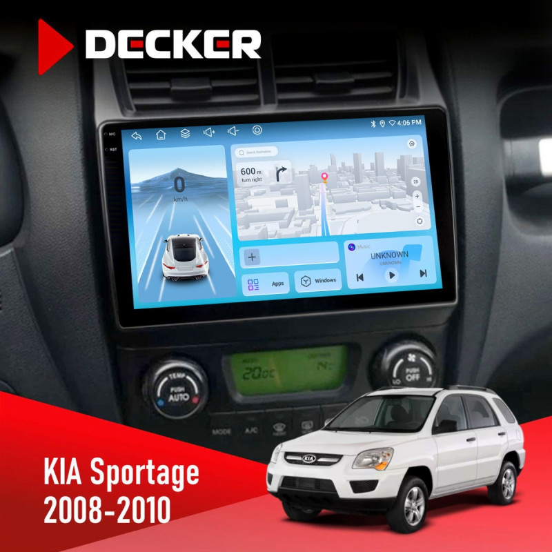 Штатна магнітола KIA Sportage 2008-2010 Climate Decker D9-010 6x128, DSP, 4G, 2K