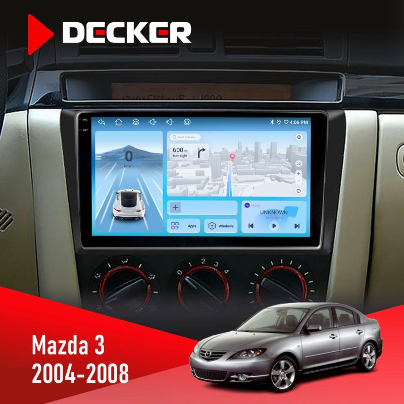 Штатна магнітола Mazda 3 2004-2008 Decker D9-010 6x128, DSP, 4G, 2K