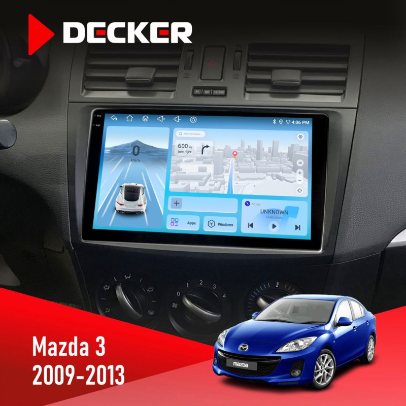 Штатна магнітола Mazda 3 2009-2013 Decker D9-010 6x128, DSP, 4G, 2K