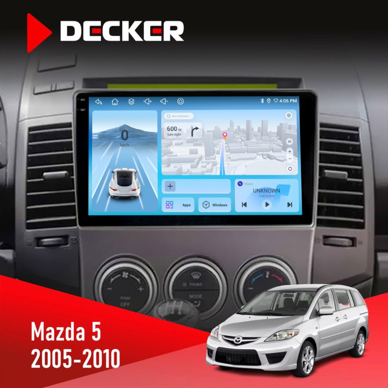 Штатна магнітола Mazda 5 (Premacy) 2005-2010 Decker D9-010 6x128, DSP, 4G, 2K