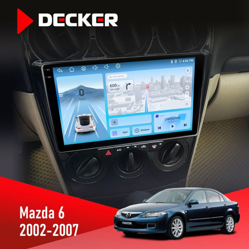 Штатна магнітола Mazda 6 2002-2007 Decker D9-010 6x128, DSP, 4G, 2K