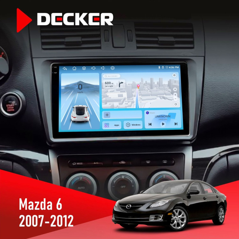Штатна магнітола Mazda 6 (GH) 2007-2012 Decker D9-010 6x128, DSP, 4G, 2K
