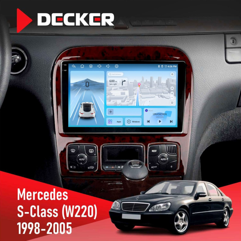 Штатна магнітола Mercedes-Benz S-Class (W220) 1998-2005 Decker D9-010 6x128, DSP, 4G, 2K