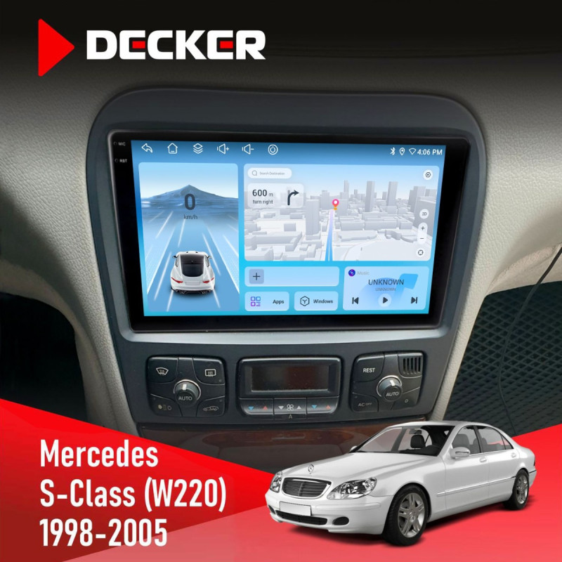 Штатна магнітола Mercedes-Benz S-Class (W220) 1998-2005 Decker D9-010 6x128, DSP, 4G, 2K