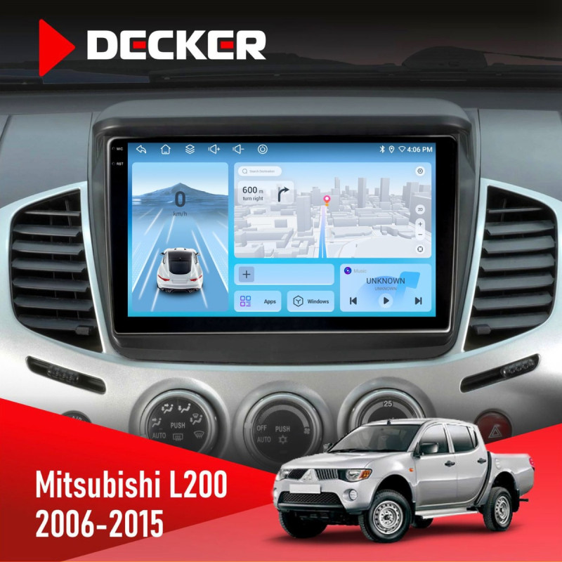 Штатна магнітола Mitsubishi L200 2006-2015 Decker D9-010 6x128, DSP, 4G, 2K
