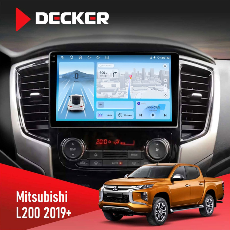 Штатна магнітола Mitsubishi L200 2019+ Decker D9-010 6x128, DSP, 4G, 2K
