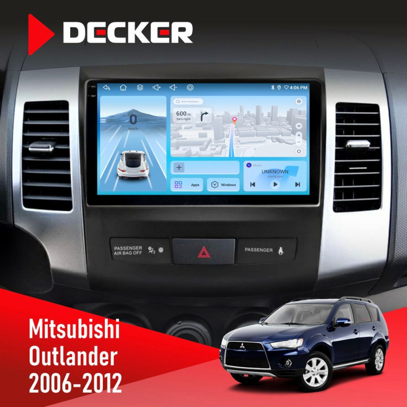 Штатна магнітола Mitsubishi Outlander XL 2006-2012 Decker D9-010 6x128, DSP, 4G, 2K