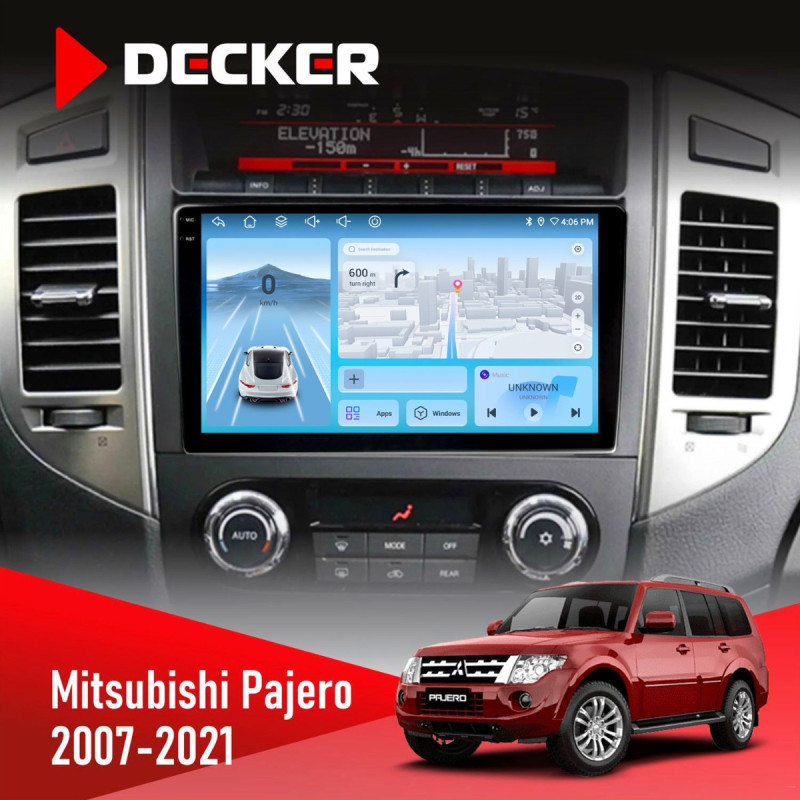 Штатна магнітола Mitsubishi Pajero 2007-2021 Decker D9-010 6x128, DSP, 4G, 2K