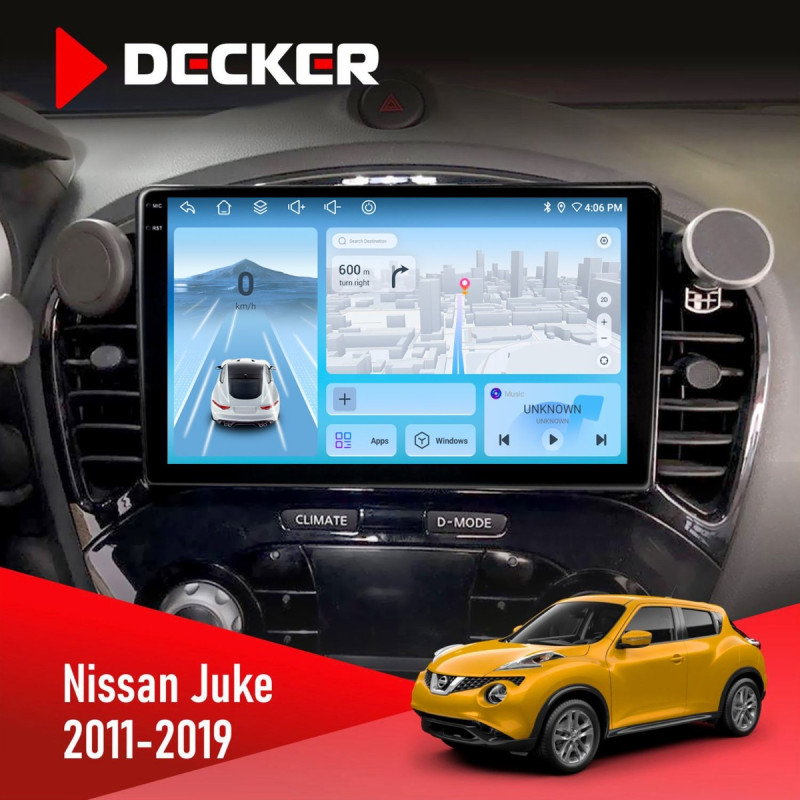 Штатна магнітола Nissan Juke 2011-2019 Decker D9-010 6x128, DSP, 4G, 2K