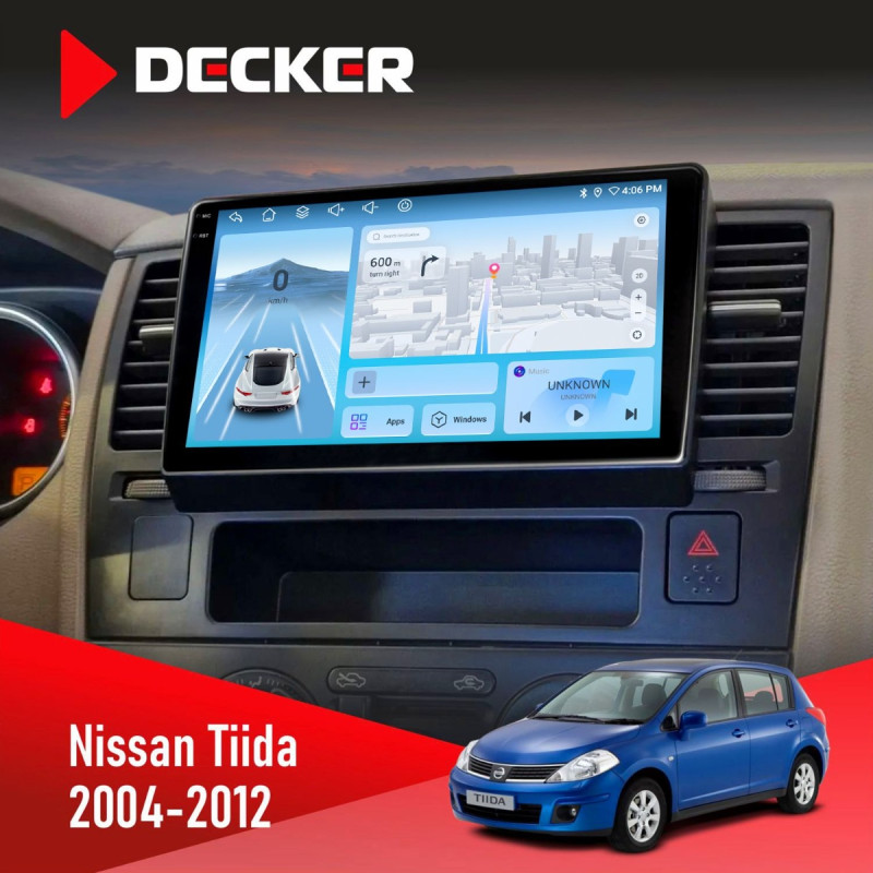 Штатна магнітола Nissan Tiida 2004-2012 Decker D9-010 6x128, DSP, 4G, 2K