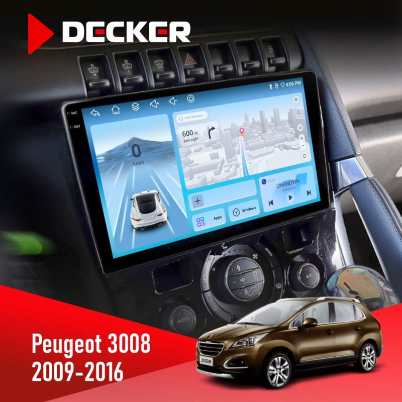 Штатна магнітола Peugeot (3008) 2009-2016 Climate Decker D9-010 6x128, DSP, 4G, 2K