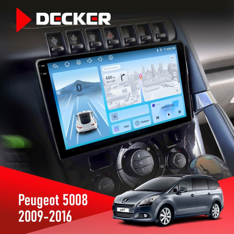 Штатна магнітола Peugeot (5008) 2009-2016 Climate Decker D9-010 6x128, DSP, 4G, 2K