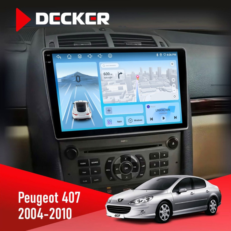 Штатна магнітола Peugeot 407 2004-2010 Decker D9-010 6x128, DSP, 4G, 2K