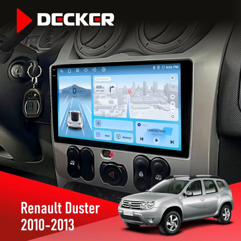Штатна магнітола Renault Duster 2010-2013 Decker D9-010 6x128, DSP, 4G, 2K
