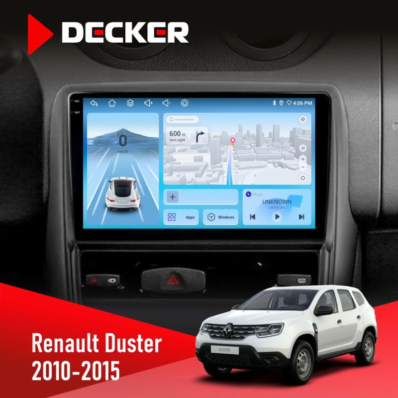 Штатна магнітола Renault Duster 2010-2015 Decker D9-010 6x128, DSP, 4G, 2K