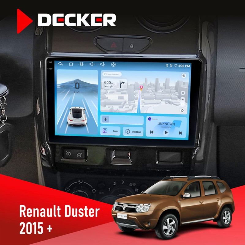 Штатна магнітола Renault Duster 2015-2022 Decker D9-010 6x128, DSP, 4G, 2K