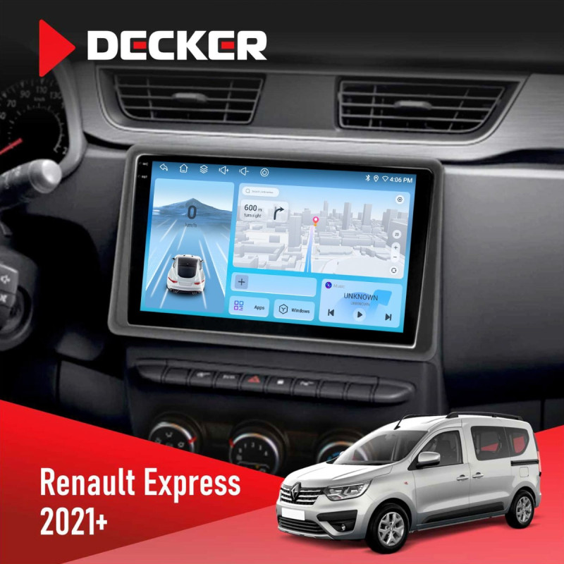 Штатна магнітола Renault Express 2021+ Decker D9-010 6x128, DSP, 4G, 2K