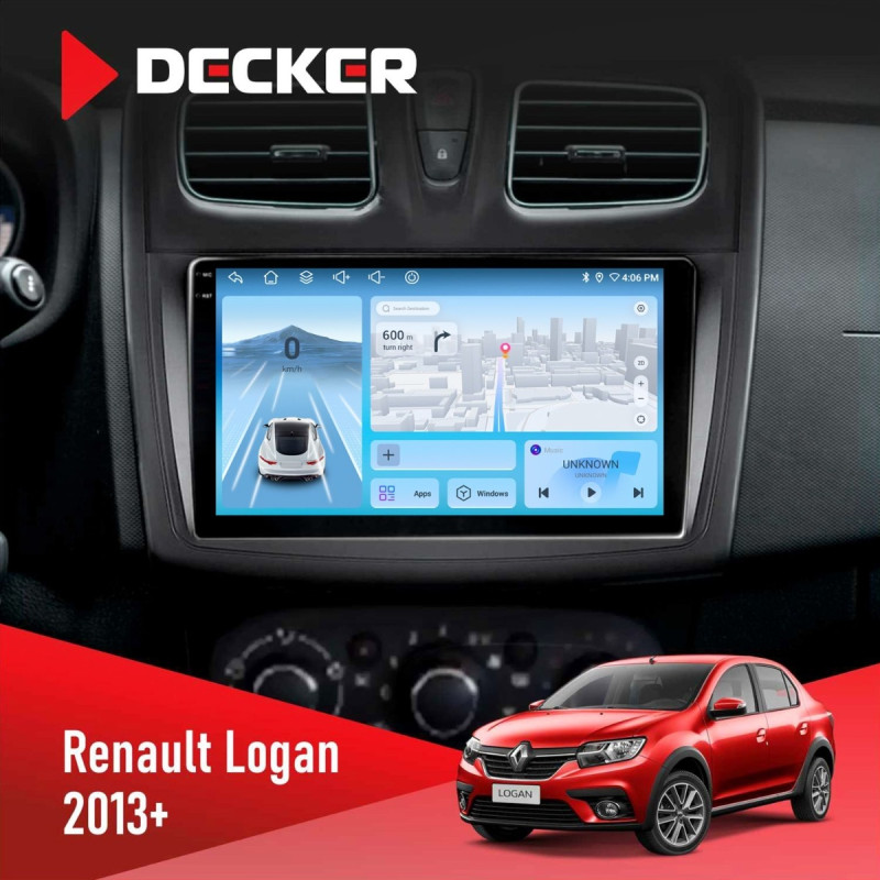 Штатна магнітола Renault Sandero, Logan 2012-2020 Decker D9-010 6x128, DSP, 4G, 2K