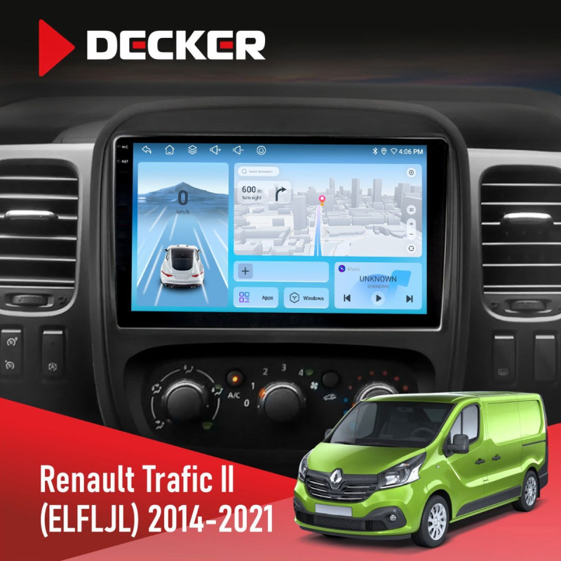 Штатна магнітола Renault Trafic 2014-2021 Decker D9-010 6x128, DSP, 4G, 2K