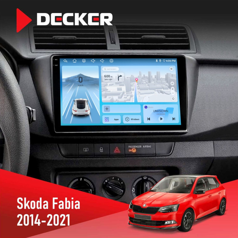 Штатна магнітола Skoda Fabia 2014-2021 Decker D9-010 6x128, DSP, 4G, 2K