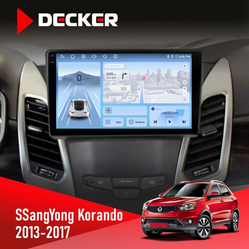 Штатна магнітола SsangYong Korando 2013-2017 Decker D9-010 6x128, DSP, 4G, 2K