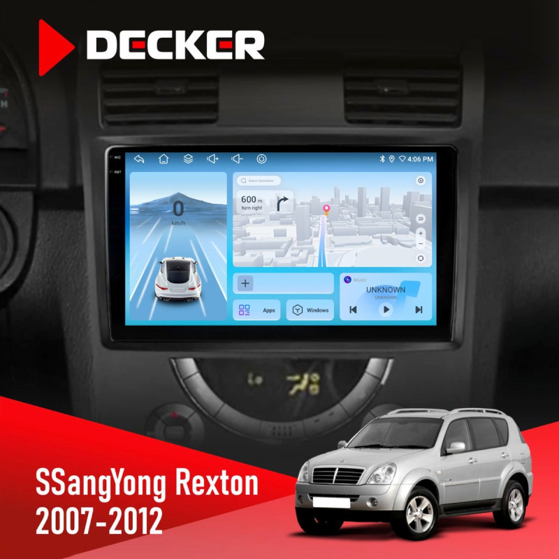 Штатна магнітола SsangYong Rexton 2007-2012 Decker D9-010 6x128, DSP, 4G, 2K