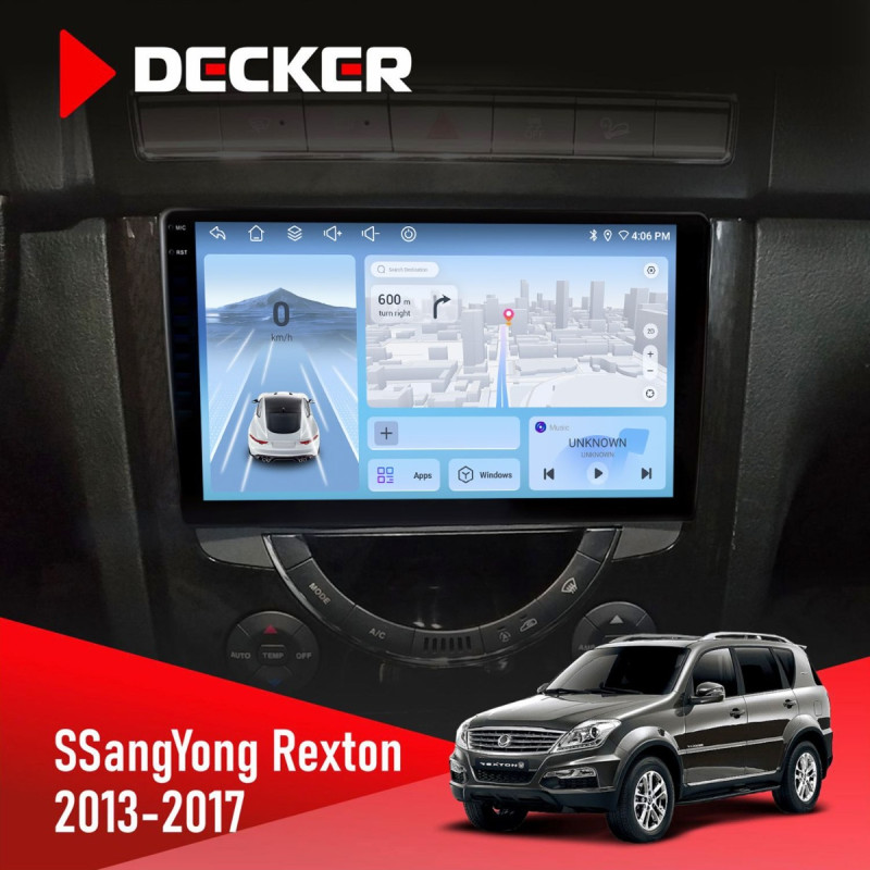 Штатна магнітола SsangYong Rexton 2013-2017 Decker D9-010 6x128, DSP, 4G, 2K