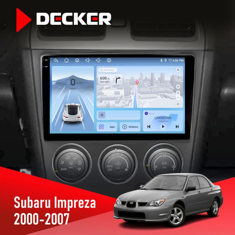 Штатна магнітола Subaru Impreza 2000-2007 Decker D9-010 6x128, DSP, 4G, 2K