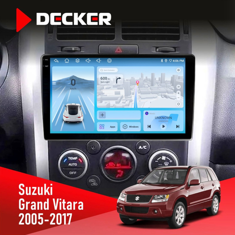 Штатна магнітола Suzuki Grand Vitara 2005-2017 Decker D9-010 6x128, DSP, 4G, 2K