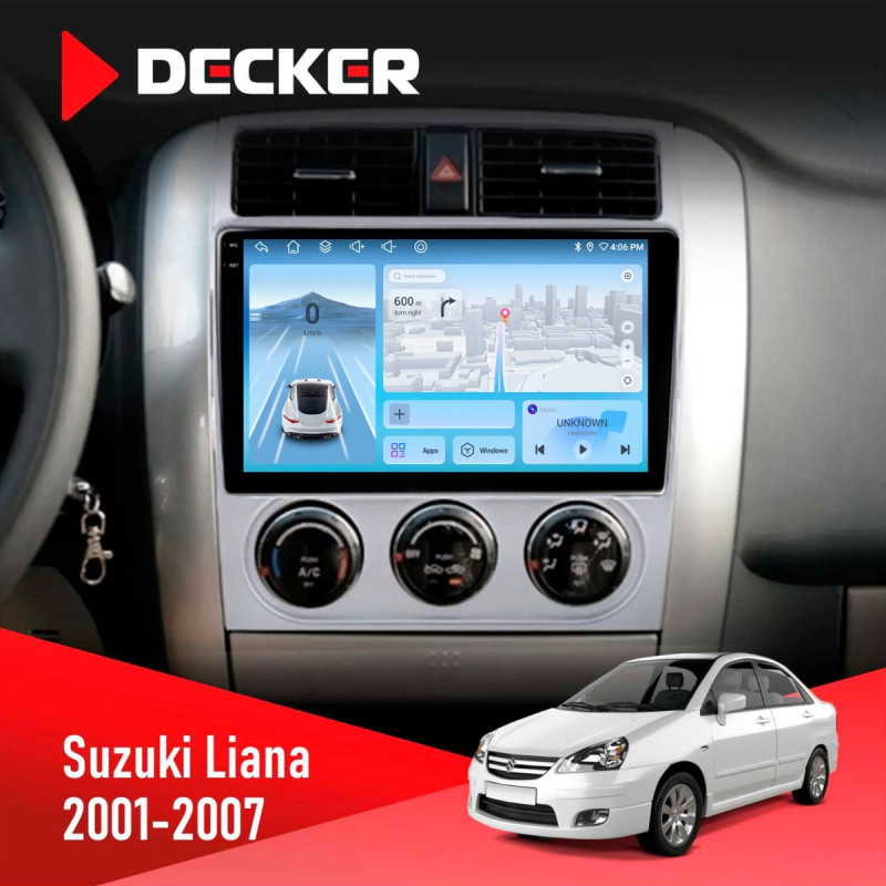 Штатна магнітола Suzuki Liana 2001-2007 Decker D9-010 6x128, DSP, 4G, 2K