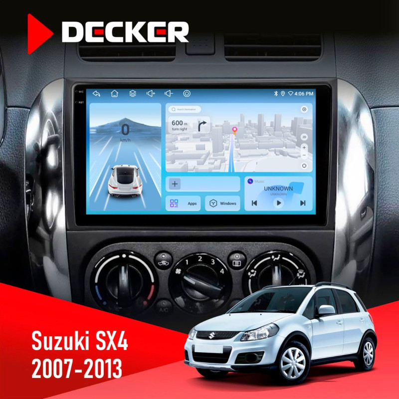 Штатна магнітола Suzuki SX4 2007-2013 Decker D9-010 6x128, DSP, 4G, 2K