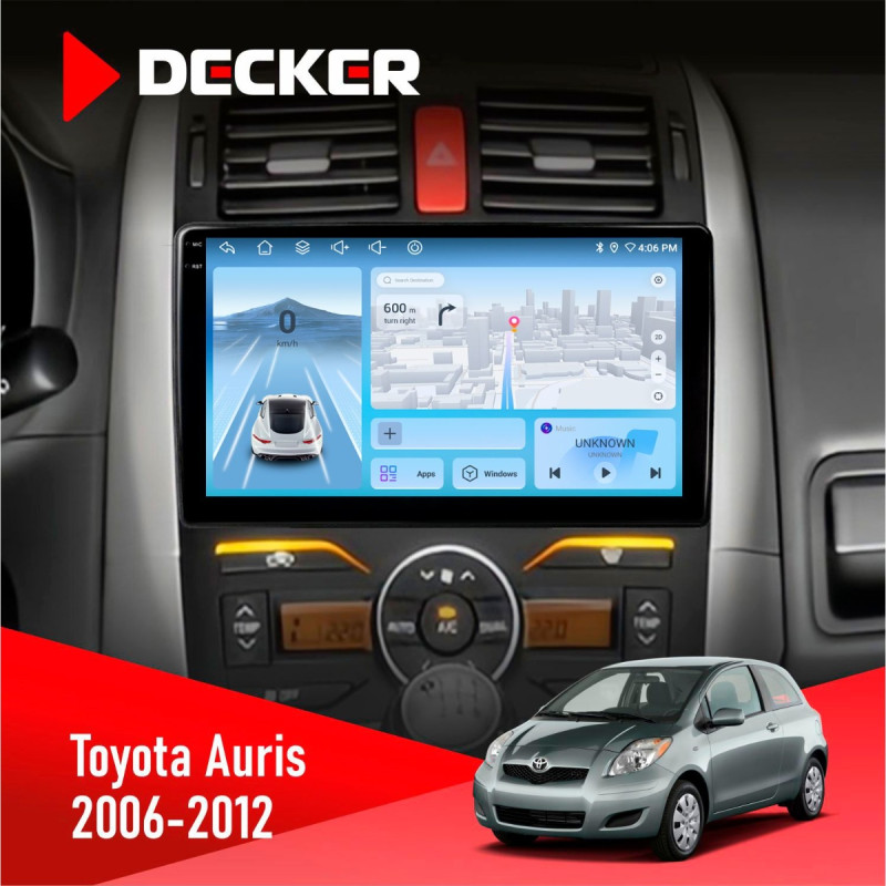 Штатна магнітола Toyota Auris 2006-2012 Decker D9-010 6x128, DSP, 4G, 2K