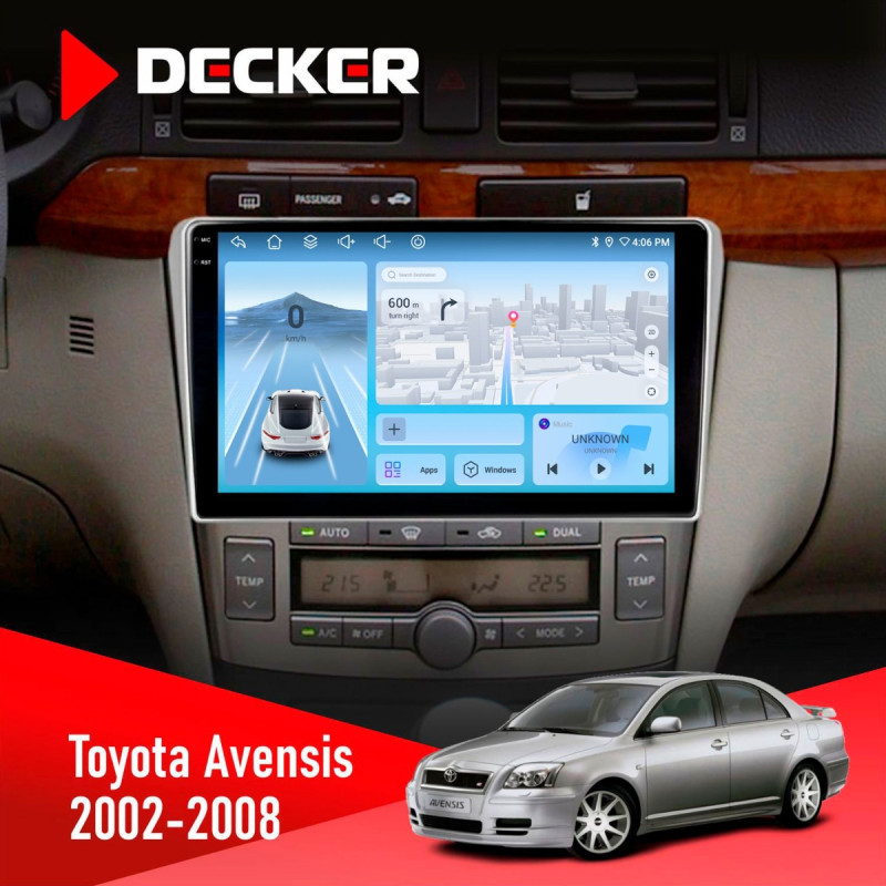 Штатна магнітола Toyota Avensis 2002-2008 Decker D9-010 6x128, DSP, 4G, 2K