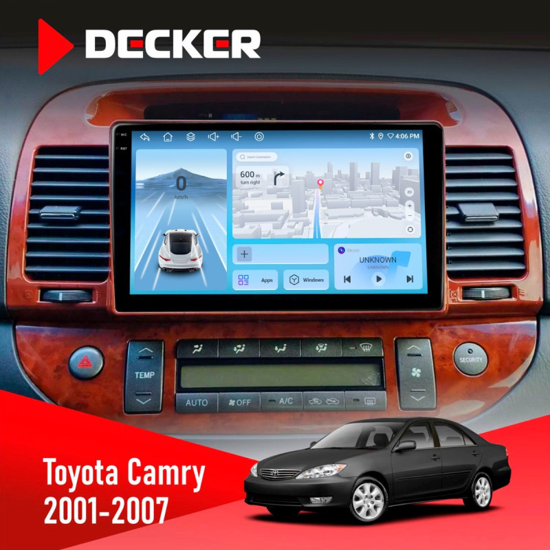 Штатна магнітола Toyota Camry 30 2001-2007 Wood Decker D9-010 6x128, DSP, 4G, 2K