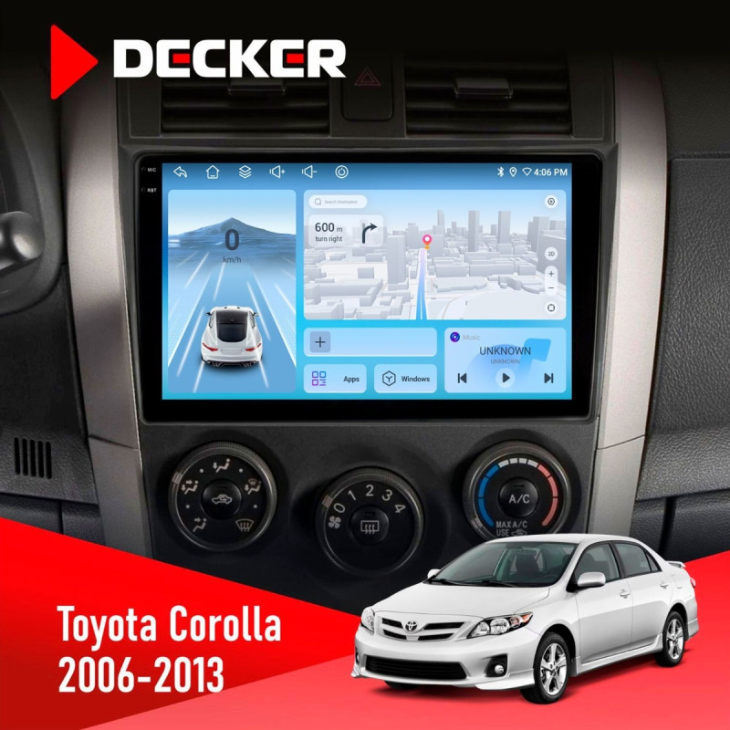 Штатна магнітола Toyota Corolla 2006-2013 Big frame Decker D9-010 6x128, DSP, 4G, 2K