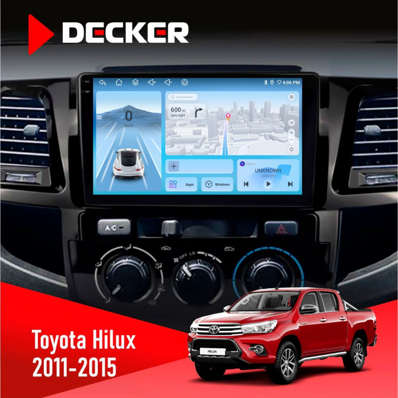 Штатна магнітола Toyota Hilux 2011-2015 Decker D9-010 6x128, DSP, 4G, 2K
