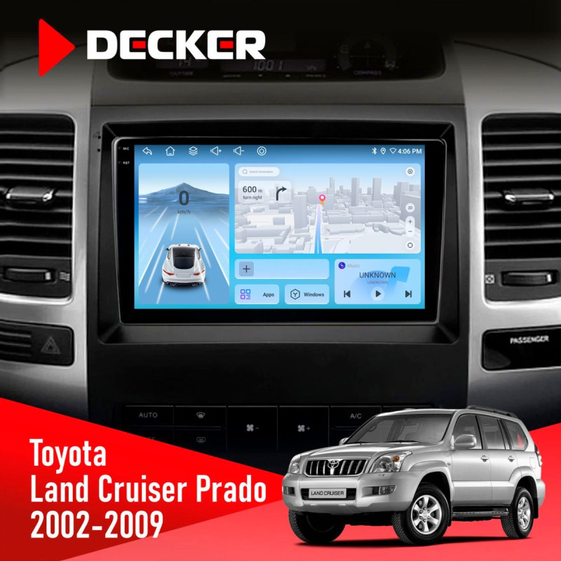 Штатна магнітола Toyota Land Cruiser Prado (120) 2002-2009 Decker D9-010 6x128, DSP, 4G, 2K