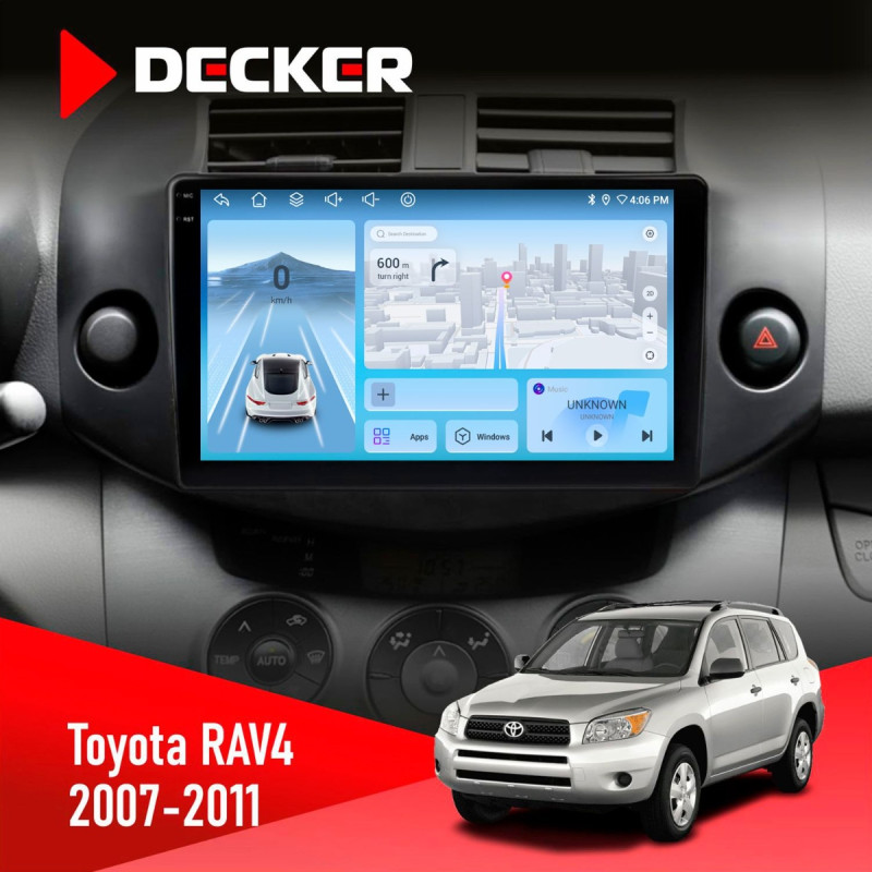 Штатна магнітола Toyota RAV4 2007-2011 Decker D9-010 6x128, DSP, 4G, 2K