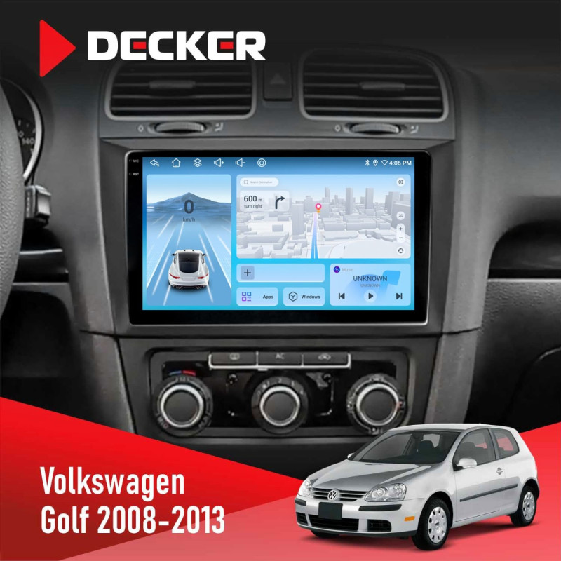 Штатна магнітола Volkswagen Golf 2008-2013 Decker D9-010 6x128, DSP, 4G, 2K