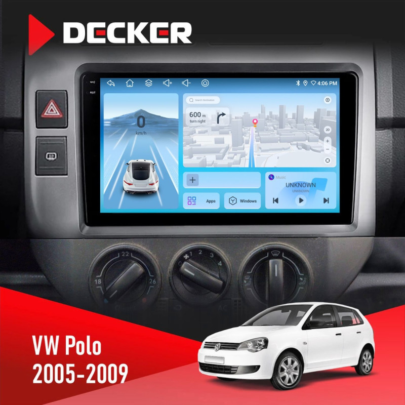 Штатна магнітола Volkswagen Polo 2005-2009 Decker D9-010 6x128, DSP, 4G, 2K