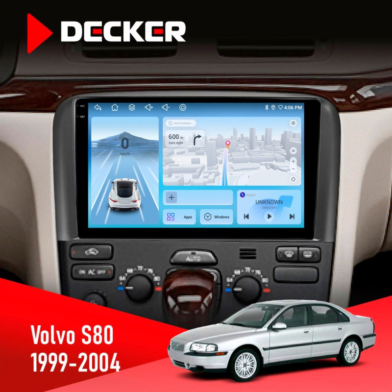 Штатна магнітола Volvo S80 1999-2004 Decker D9-010 6x128, DSP, 4G, 2K