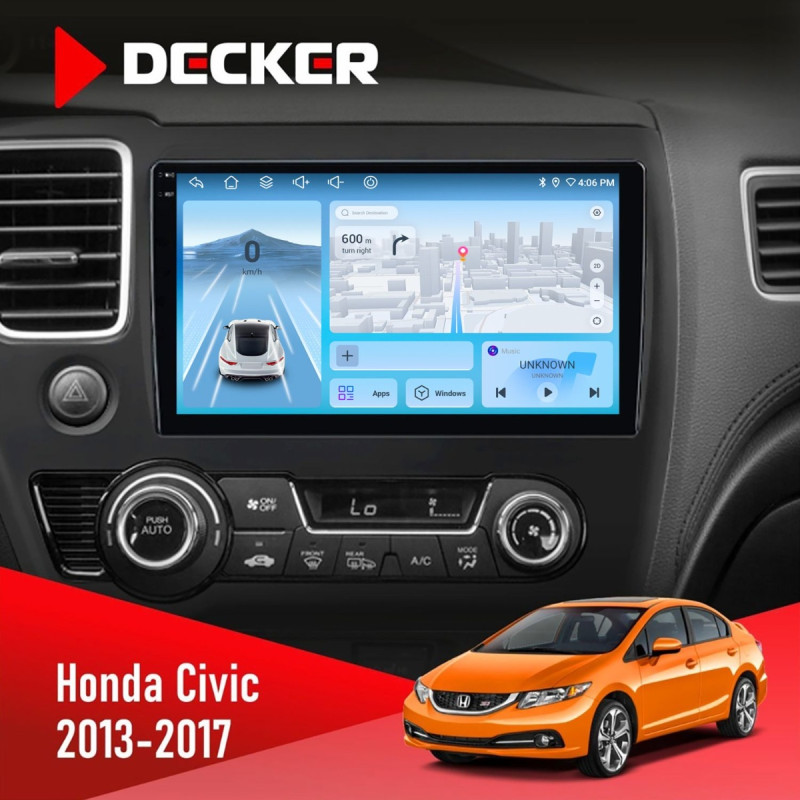 Штатна магнітола Honda Civic 2013-2017 Decker D10-010 6x128, DSP, 4G, 2K