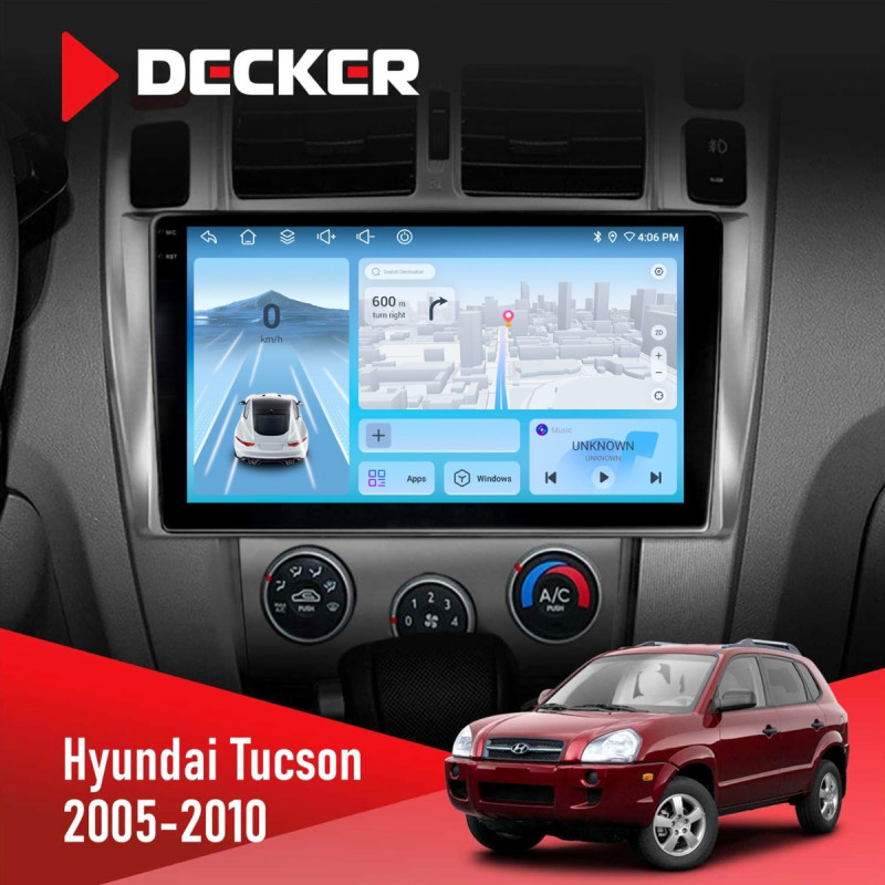 Штатна магнітола Hyundai Tucson 2005-2010 Decker D10-010 6x128, DSP, 4G, 2K