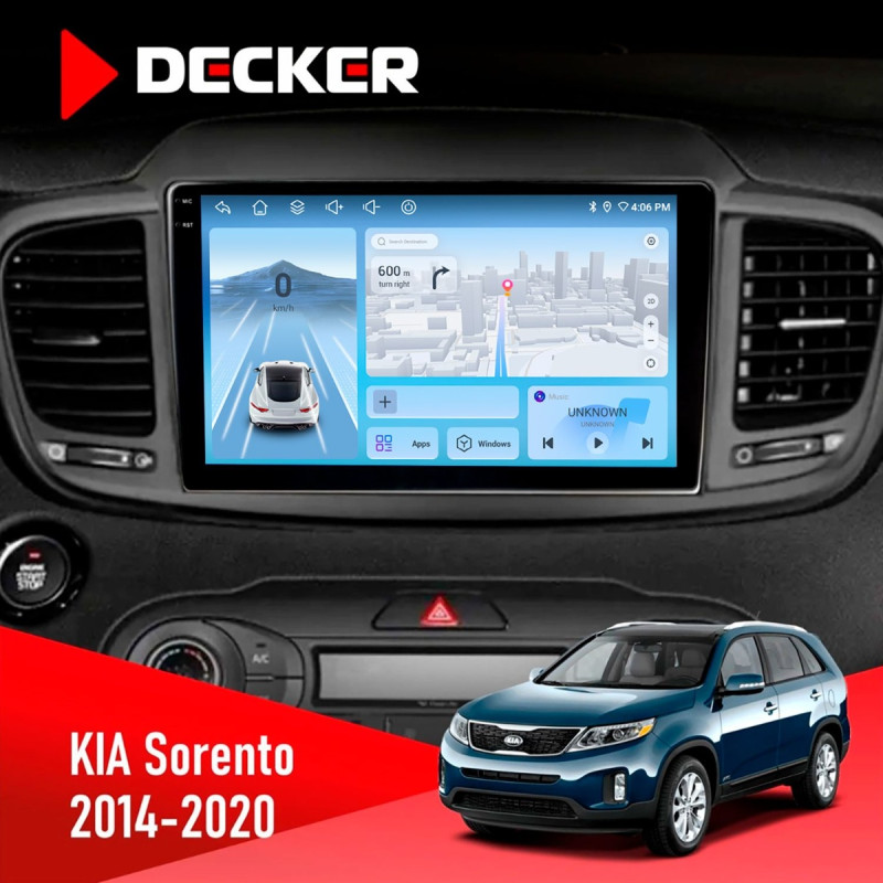 Штатна магнітола KIA Sorento 2014-2020 Decker D10-010 6x128, DSP, 4G, 2K