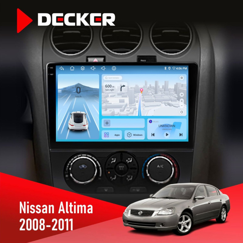 Штатна магнітола Nissan Altima 2008-2011 Decker D10-010 6x128, DSP, 4G, 2K