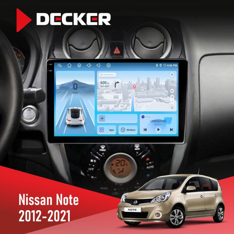 Штатна магнітола Nissan Note 2012-2021 Decker D10-010 6x128, DSP, 4G, 2K