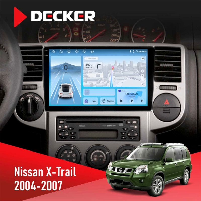 Штатна магнітола Nissan X-Trail 2004-2007 Decker D10-010 6x128, DSP, 4G, 2K