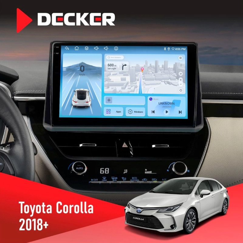 Штатна магнітола Toyota Corolla 2018+ Decker D10-010 6x128, DSP, 4G, 2K