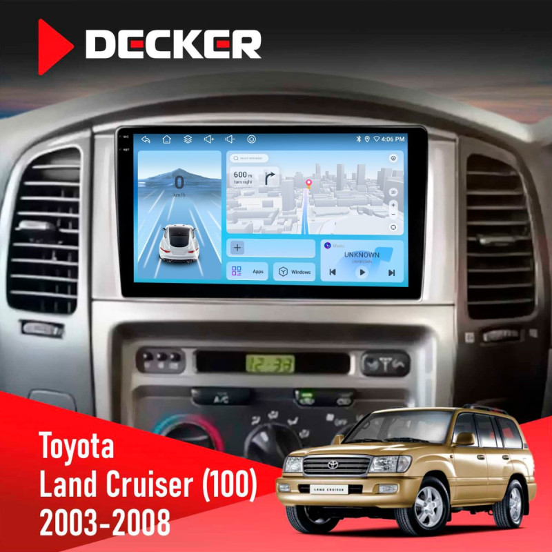 Штатна магнітола Toyota Land Cruiser (100) 2003-2008 Decker D10-010 6x128, DSP, 4G, 2K